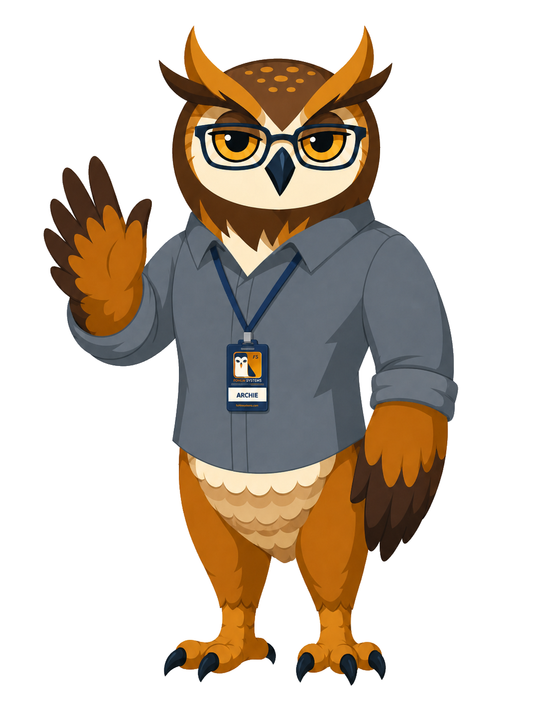 Archie waving, ready to guide onboarding