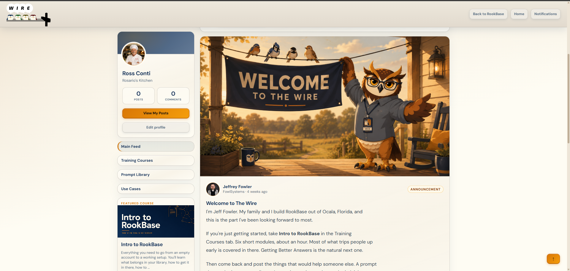 The Wire community for RookBase businesses
